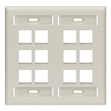 Leviton 4208012T Quickport Wallplate with ID Window Dual Gang 12Port Light Almond