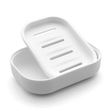 UVIVIU Plastic Soap Dish Container Keeps Soap DryEasy CleaningDrainWhite