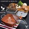 Moss  Stone Copper 6 Piece Set Chef Cookware Non Stick Pan Deep Square Pan Fry Basket Steamer Tray Dishwasher  Oven Safe 5 Quart Copper Pot Set 95 Copper Induction Cookware Set