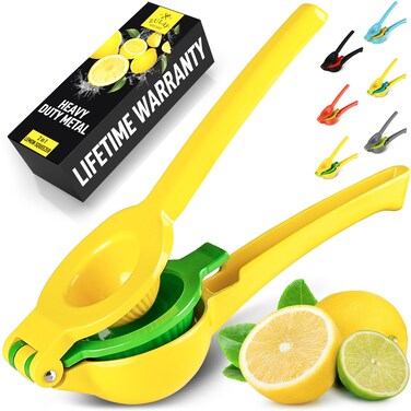 Zulay Kitchen Metal 2in1 Lemon Squeezer  Sturdy Max Extraction Hand Juicer Lemon Squeezer Gets Every Last Drop  Easy to Clean Manual Citrus Juicer  EasyUse Lemon Juicer Squeezer  YellowGreen