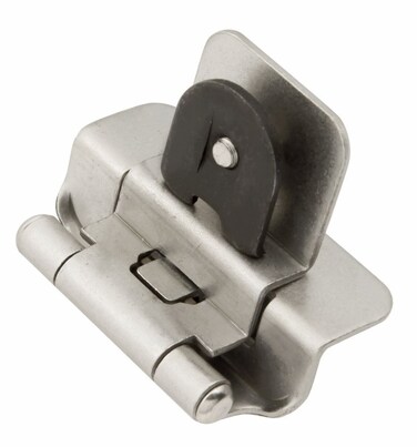 Hickory Hardware P5312SN Double Demountable Hinge  170 Opening Face Frame  14 Inch overlay 38 Inch inset SelfClosing Feature  Screwless Mounting Cabinet Satin Nickel Finish 1 Pair