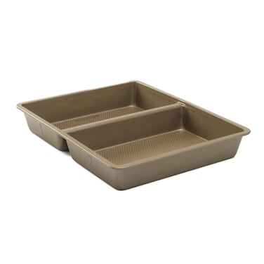 GoodCook 11 x 14 Nonstick Divided Oblong Pan  2in1 Textured Cooking Pan Baking Dish ScratchResistant Carbon Steel Oven Pan for Meal Prepping  Sheet Pan Dinners