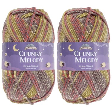 JubileeYarn Chunky Melody Yarn  Bulky Wool Blend  100gSkein  Splitpea Carrot  2 Skeins