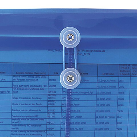 Smead Poly Envelope 114 Expansion StringTie Closure Side Load Letter Size Blue 5 per Pack 89522