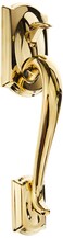 Schlage FE285 CAM 505 GEO 605 Camelot Front Entry Handleset with Georgian Knob Lower Half Grip Bright Brass