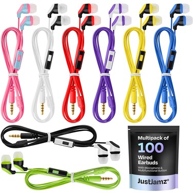 100x Multipack  Bulk Earbuds with Microphone for Schools Classroom Libraries Museums etc Wired inEar Earphones with Mic for Kids Teenagers  Adults Affordable Bulk Headphones