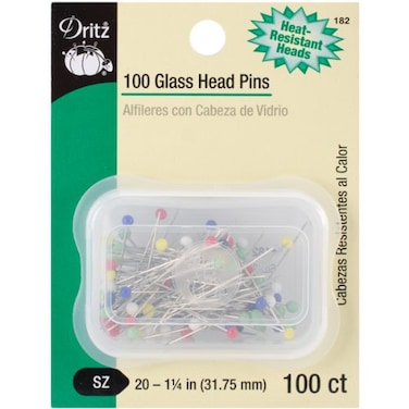 Dritz 182 Glass Head Pins 114Inch 100Count