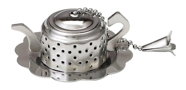 HIC Kitchen Tea Infuser Teapot Shape with Drip Tray 188 Stainless Steel