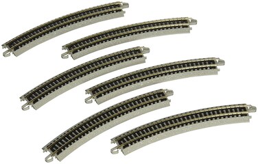 Bachmann Trains  SnapFit EZ TRACK 1125 RADIUS CURVED TRACK 6card  NICKEL SILVER Rail With Grey Roadbed  N Scale 8
