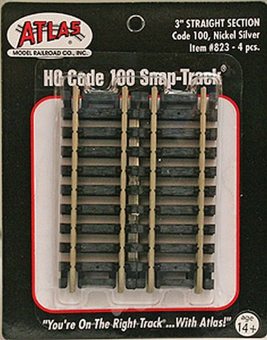 Code 100 Nickel Silver 3 Straight SnapTrack HO Scale Atlas Trains