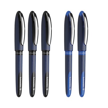Schneider One Business Rollerball Pens Ultra Smooth 06mm Tip 5 Pens Includes 3 Black 2 Blue