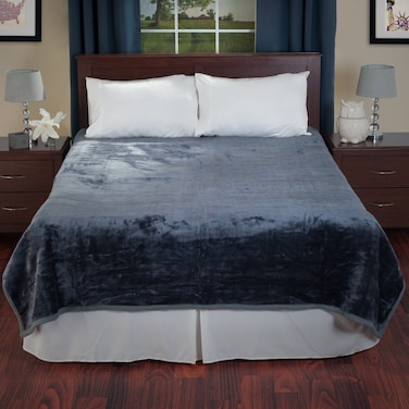 Bedford Home Solid Soft Heavy Thick Plush Mink Blanket 8 Pound  Grey