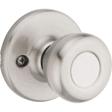 Kwikset Tylo Dummy Door Knob Single Sided Handle for Closets French Double Doors and Pantry Satin Nickel NonTurning Interior PushPull Door Knob with Microban Protection