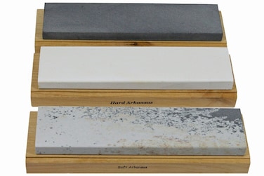 Arkansas Sharpening Stone Set  Wood Mounted 8