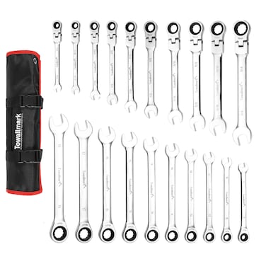 Towallmark 20Piece Wrench Set 72 Teeth Ratchet Chrome Vanadium Steel Silver