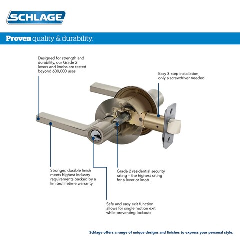 Schlage F51A LAT 716 Latitude Door Lever Keyed Entry Lock Aged Bronze