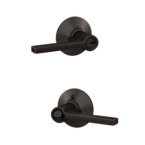 Schlage F51A LAT 716 Latitude Door Lever Keyed Entry Lock Aged Bronze