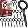 14PCS Screw Eyes 32 Inch Black Eye Hooks Screw Self Tapping Eye Heavy Duty Eye Bolt for Wood Securing Cables Wire Hammock Stand Indoor  Outdoor Use