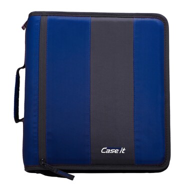 CaseIt The Classic Zipper Binder  2 Inch ORings  Multiple Pockets  350 Sheet Capacity  Comes with Shoulder Strap  Midnight Blue D251
