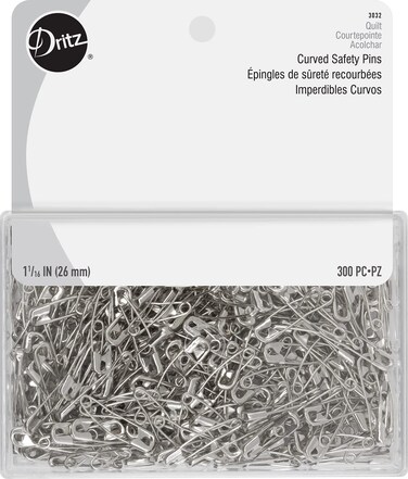 Dritz Quilting 3032 Curved Safety Pins for Large Projects Bonus Pack Size 1 Nickel 300 Count