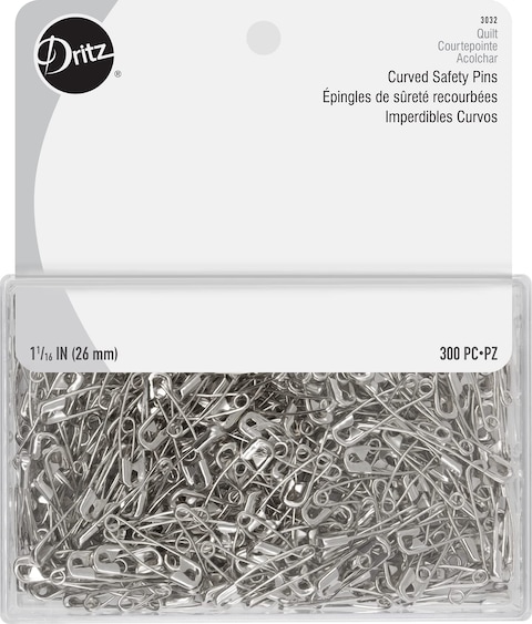 Dritz Quilting 3032 Curved Safety Pins for Large Projects Bonus Pack Size 1 Nickel 300 Count