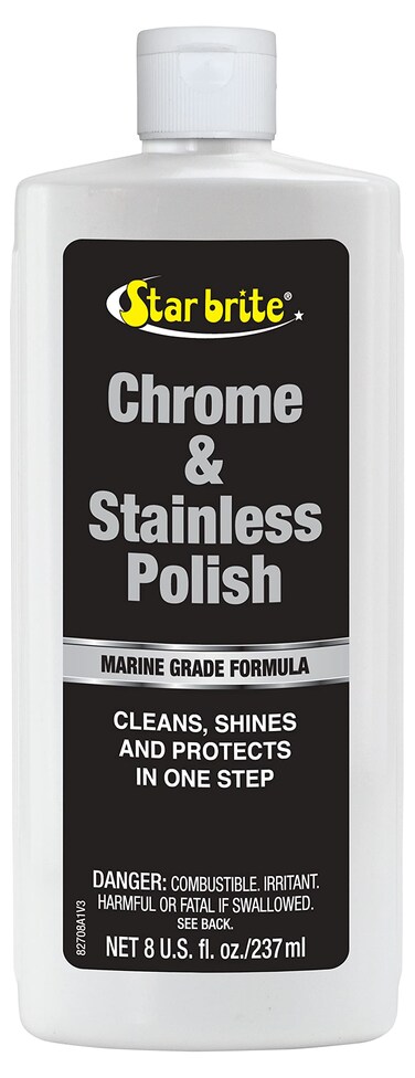 STAR BRITE Chrome  Stainless Polish  Wipe on Wipe off Shine  Marine Grade Formula Protects Against Pitting Salt Deposits Staining  Rust on Chrome Stainless Steel Copper Tin  Brass 082708