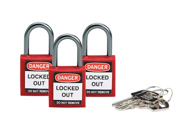 Brady 118953 Red Brady Compact Safety Lock  Keyed Alike 3 Locks