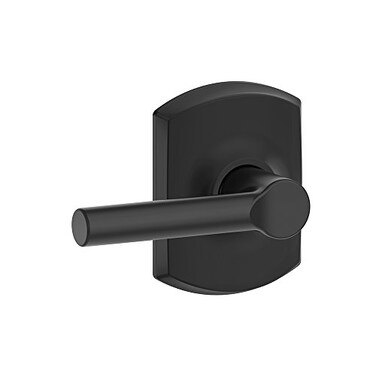 Schlage F10 BRW 622 GRW Broadway Door Lever with Greenwich Trim Hall  Closet Passage Lock Matte Black