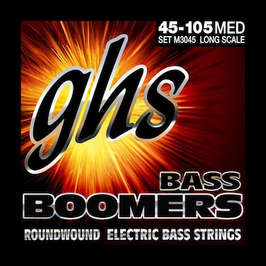GHS Strings M3045 4String Bass Boomers NickelPlated Electric Bass Strings Long Scale Medium 045105