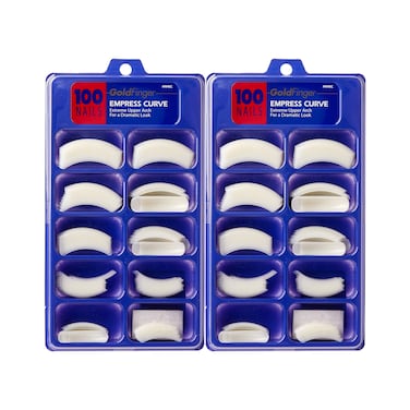 Gold Finger 100 Pcs Acrylic Plane Fake Nails Tip Empress Curve Extreme Upper Arch Overlap Long Length Half Cover French False Nail Tips Full Cover Press on Nails DIY Nail Art Nail Extension 2 PACK