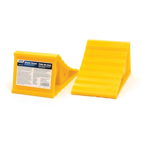 Camco CamperRV Wheel Chock  Keeps Trailer InPlace to Safely Unhitch or Park  Compatible with Wheels Up to 26 in Diameter  Molded of HeavyDuty Hard Plastic  2Pack 44414