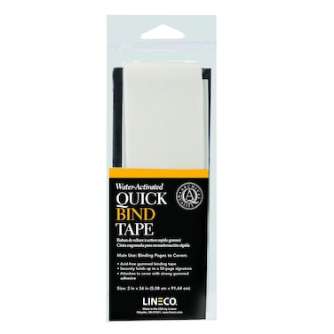 Lineco Quick Bind Book Repair Tape WaterActivated AcidFree Archival Book Binding Tape Cloth for Book Making 2 X 36 inches White 7391202