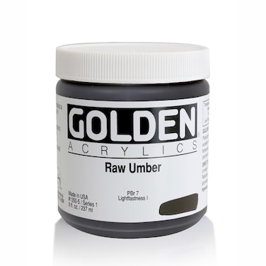 Heavy Body Acrylics by GOLDEN Raw Umber 8 fl oz Jar Professional Acrylic Paint Opaque