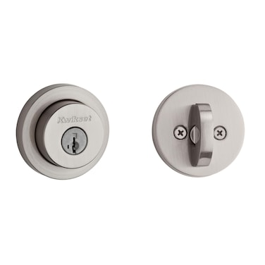 Kwikset 158 Milan Deadbolt Lock Satin Nickel Round Exterior Keyed Front Entry Door Pick Resistant SmartKey Rekey Security Single Cylinder Dead Bolt with Microban Protection