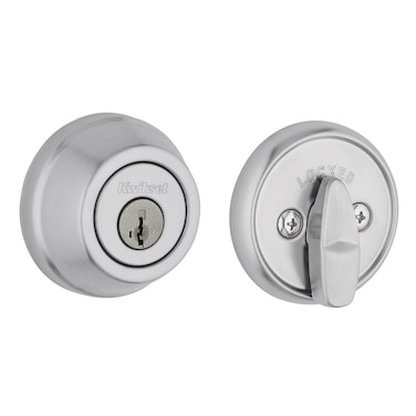 Kwikset 780 Deadbolt Lock Satin Chrome Round Exterior Keyed Front Entry Door Pick Resistant SmartKey Rekey Security Single Cylinder Dead Bolt with Microban Protection