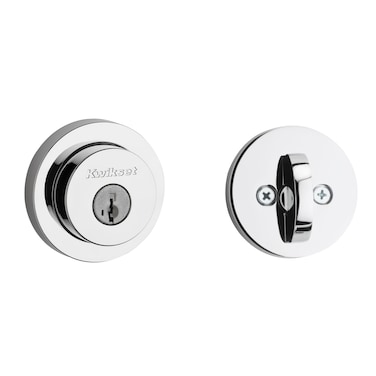 Kwikset 158 Milan Deadbolt Lock Polished Chrome Round Exterior Keyed Front Entry Door Pick Resistant SmartKey Rekey Security Single Cylinder Dead Bolt with Microban Protection