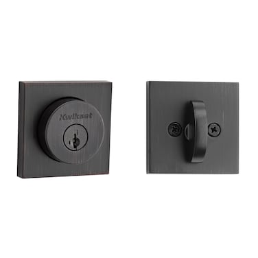 Kwikset Halifax Deadbolt Lock Venetian Bronze Square Exterior Keyed Front Entry Door Pick Resistant SmartKey Rekey Security Single Cylinder Dead Bolt with Microban Protection