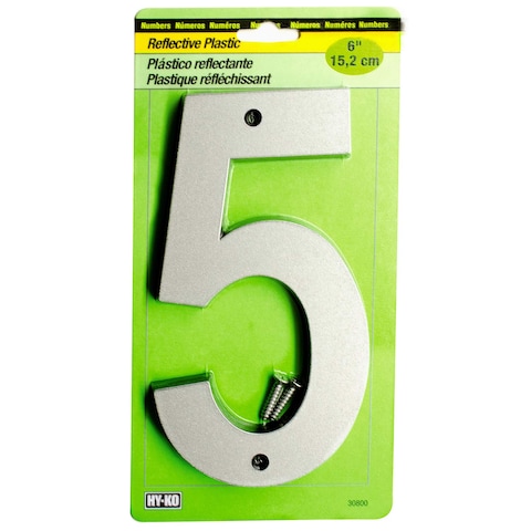 HyKo Products 30805 6 In Reflective Plastic Number 5