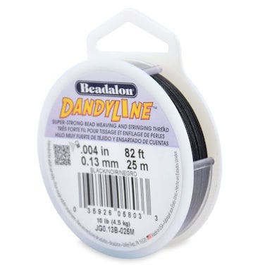 Beadalon Dandyline Bead Weaving  Stringing Thread 013 mm  004 inBlack 25 m