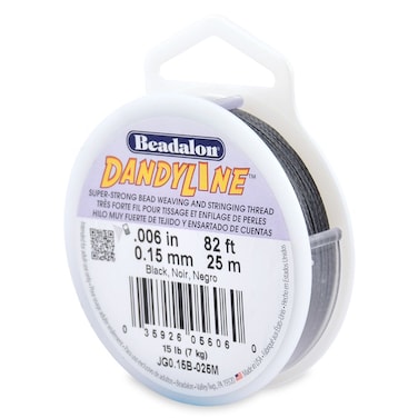 Beadalon Dandyline Bead Weaving  Stringing Thread 015 mm  006 in Black 25 m