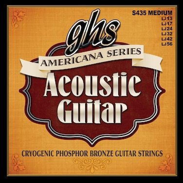 GHS Strings S435 Americana Series Phosphor Bronze Acoustic Guitar Strings Medium 013056