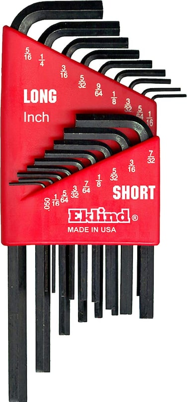 EKLIND 10018 HexL Key allen wrench  18pc set SAE Inch Sizes 050516 Short  Long