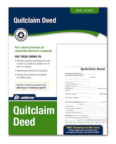 Adams Quitclaim Deed Forms and Instructions LF298  White