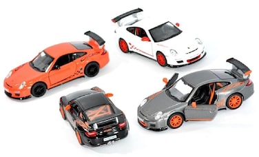 KiNSMART Porsche 911 GT3 RS SetOf4 136 Scale 5 Die Cast Model Toy Super Sports Car WhiteOrangeSilverBlack