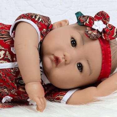 Paradise Galleries Realistic Reborn Asian Baby Girl  20 Doll Lifelike Painted Hair SuLin Traditional Outfit 5Piece Gift Set for Ages 3