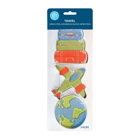 RM Honeymoon Adventure Travel Cookie Cutter 3 Piece Set Includes Suitcases Airplane Globe Cookie Cutter