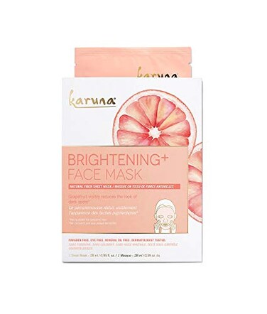 Karuna Brightening Face Mask Sheets Facial and Beauty Skin Care Essential to Brighten Skin and Reduce Hyperpigmentation or Dark Spots Contains Grapefruit Seed Extract and Salicylic Acid 1 Sheet