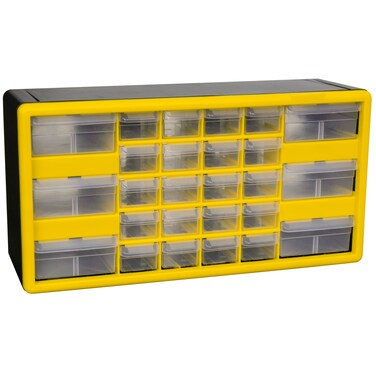 AkroMils 10126 26Drawer Plastic Drawer Storage Cabinet for Garage Organization Bead Organizer Lego Storage Teacher Toolbox Makeup Organizer and More 20Inch W x 6Inch D x 10Inch H Yellow