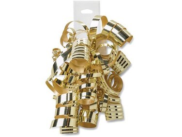 12Pack Curly Gold Bows  Dazzling Metallic Gift Bows Elegant Cream Stripes