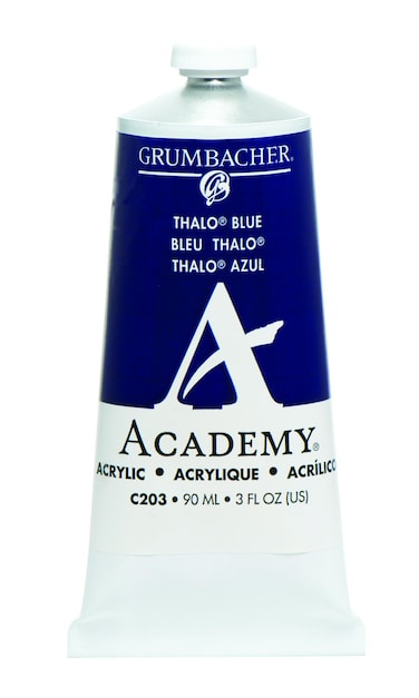 Grumbacher 90ml Metal Tube Academy Acrylic Paint Gloss Thalo Blue